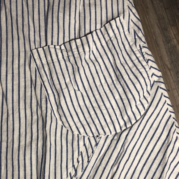 Linen blend white & blue stripe dress - Picture 2 of 8